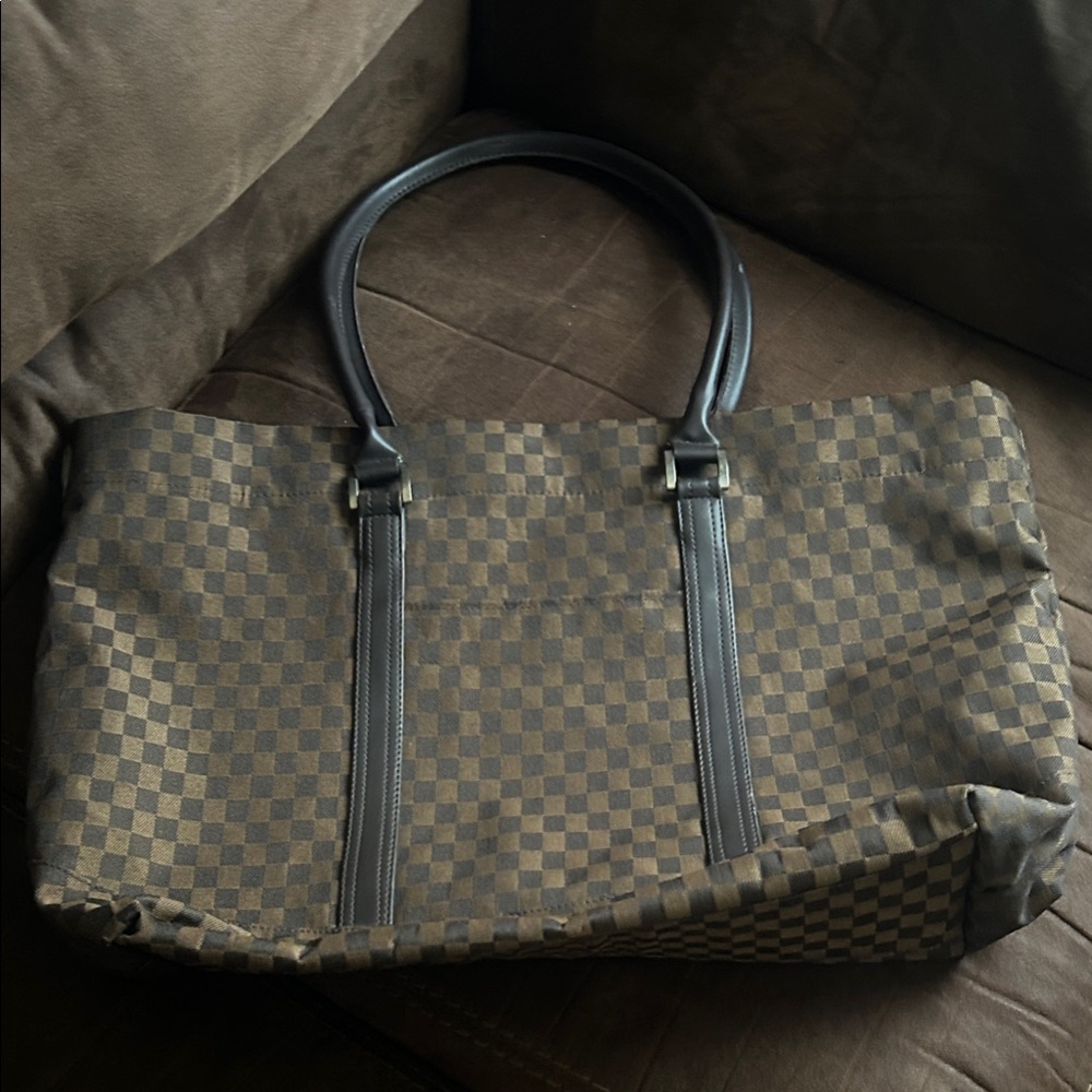 Brown Checkered Men's Women’s Tote Bag 15” X 21” X 4”